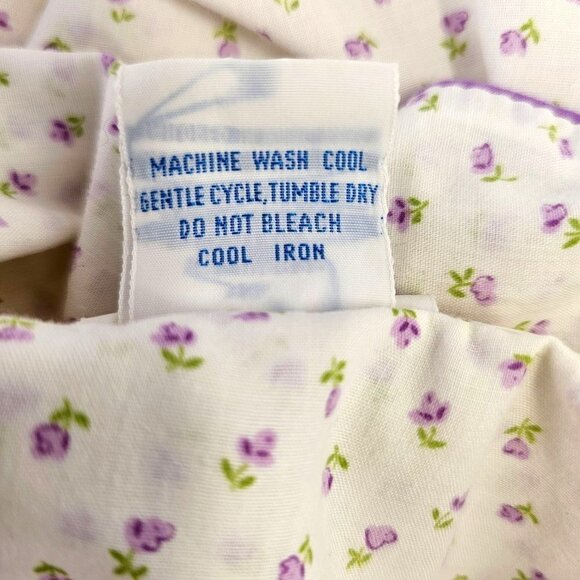 60s Damea Sleep Shirt White Purple Ditsy Floral Short Sleeve Button Up Womens 34 - Picture 9 of 10